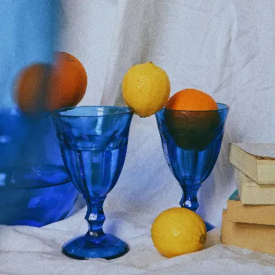 Glas på fot Kobolt, 2-pack