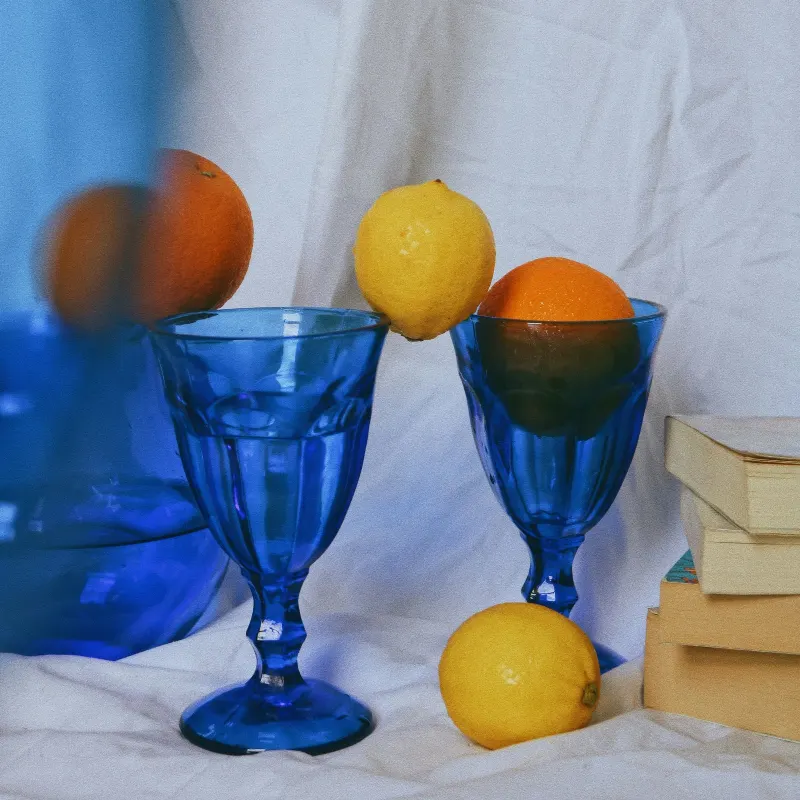 Glas på fot Kobolt, 2-pack
